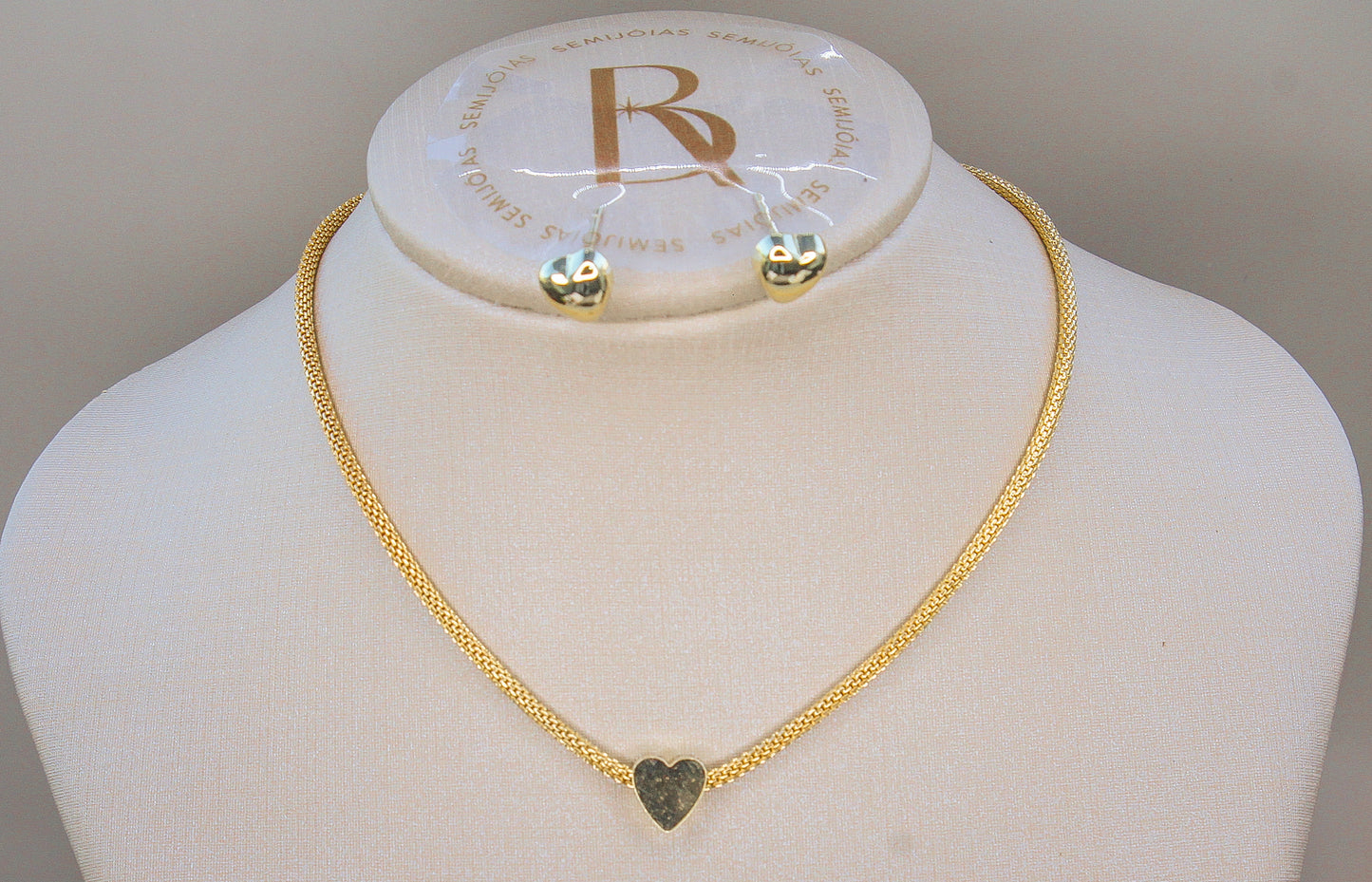 Choker Coração Liso 21cm Banhado à Ouro 18k - H02 - Romilda Borges