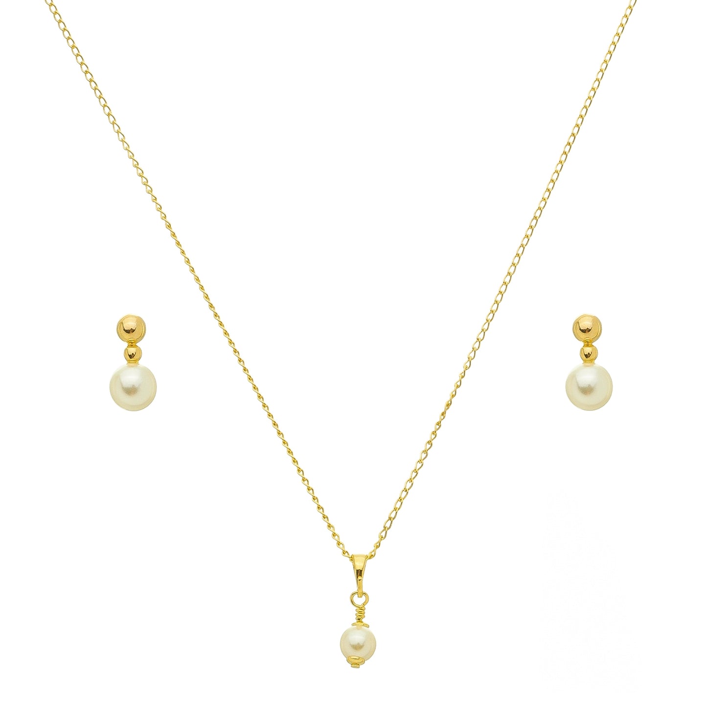 Conjunto Clássico Pérola Banhado à Ouro 18k - Romilda Borges - cod: CC16