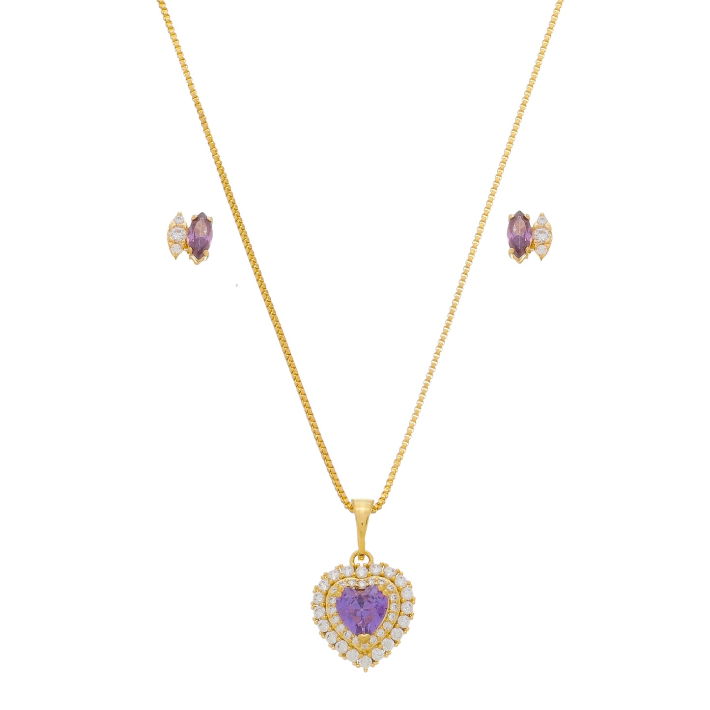 Conjunto Purple Mini Zircônias Banhado à Ouro 18k - Romilda Borges - cod: CC08
