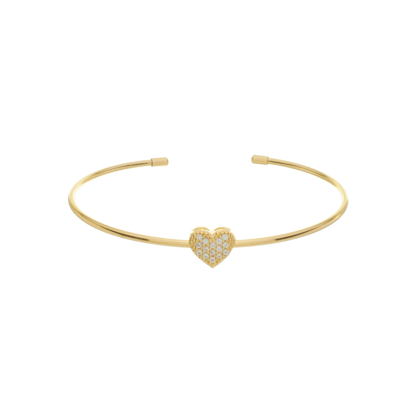 Bracelete Fino Coração Mini Zircônias Banhado à Ouro 18k - Romilda Borges - cod: BC06