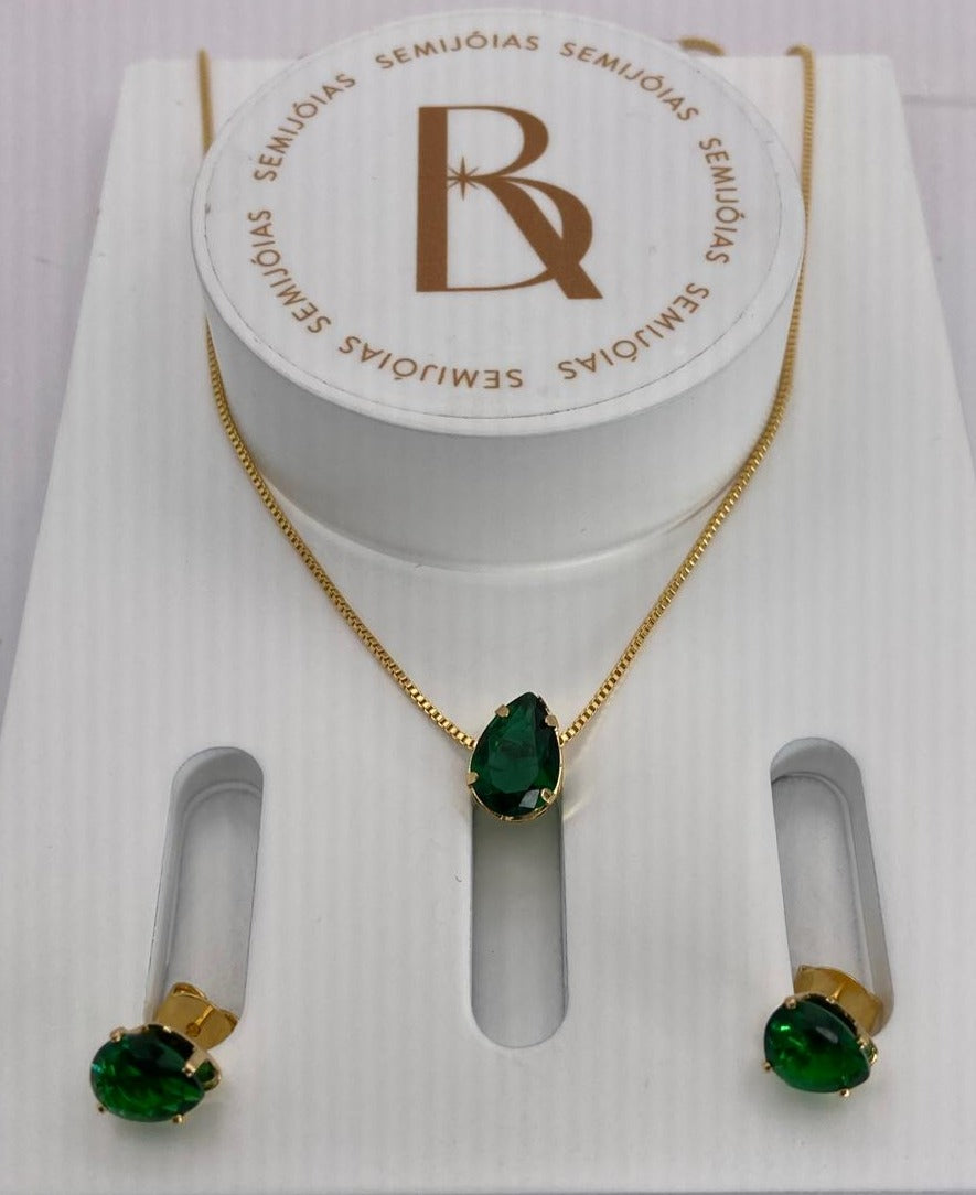 CONJUNTO DE OURO ESMERALDA