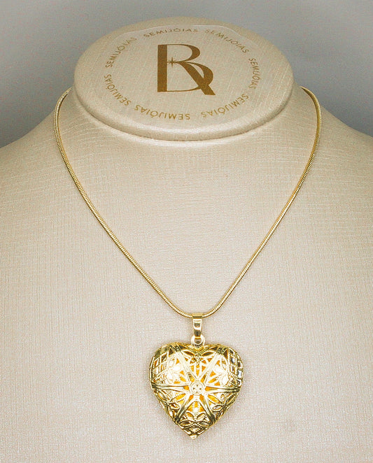 Relicário de ouro cordão de ouro