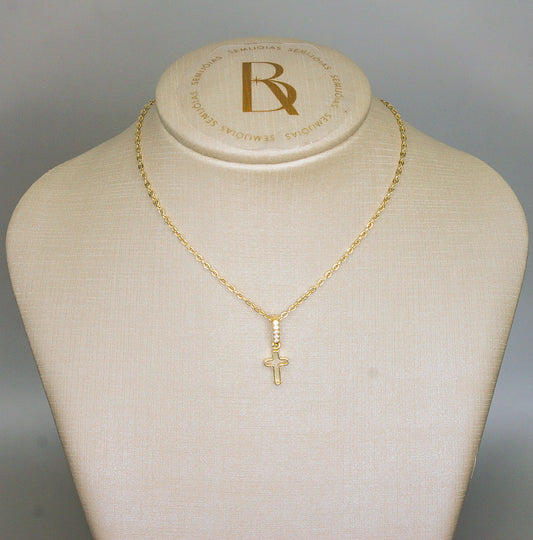 Corrente Cruz Zircônia Banhado à Ouro 18k - Romilda Borges - cod: CR04