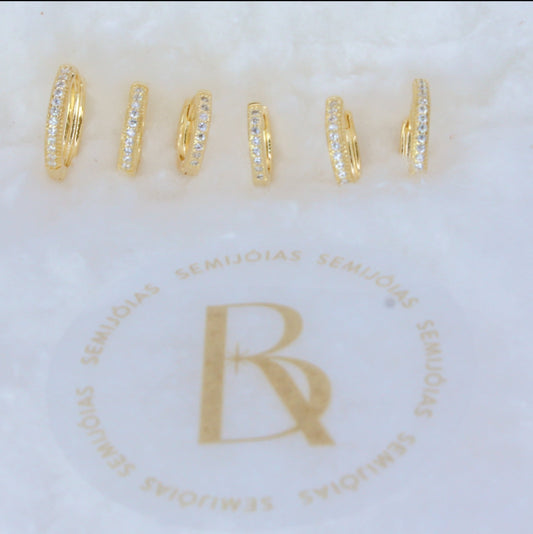 Trio Argola Cravejada Banhado à Ouro 18k - Romilda Borges - cod: AR39