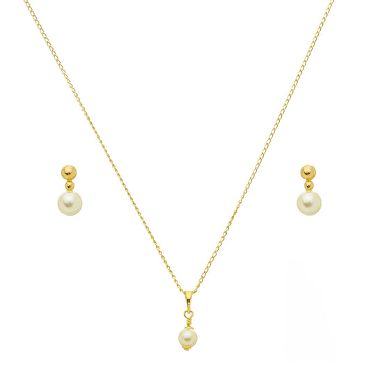 Conjunto Clássico Pérola Banhado à Ouro 18k - Romilda Borges - cod: CC16