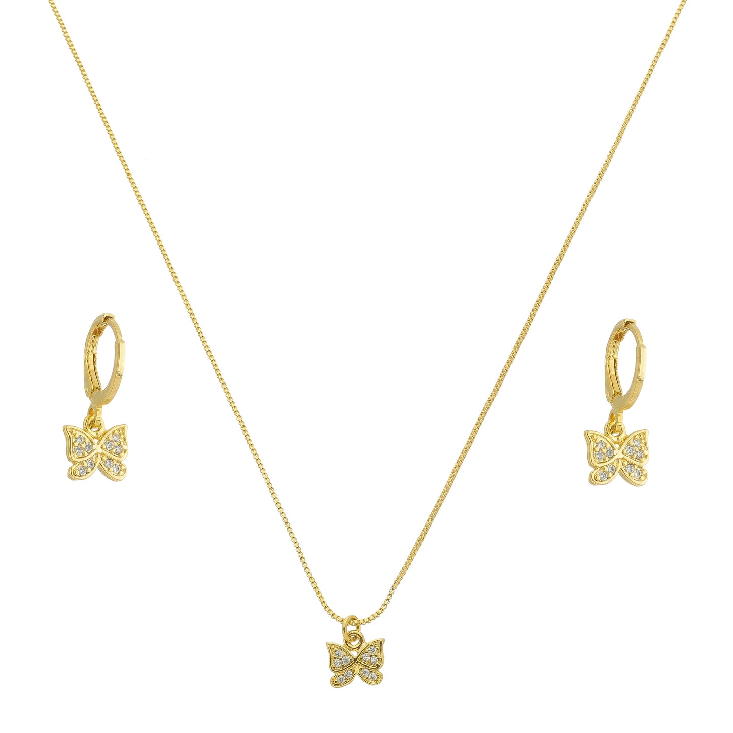 Colar/Brincos Borboletas Banhado Ouro 18k - H51 - Romilda Borges