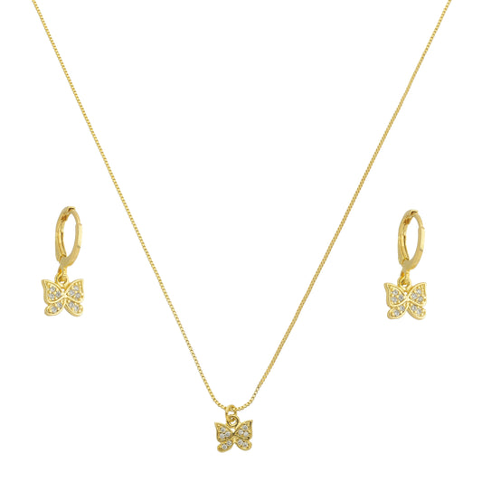 Colar/Brincos Borboletas Banhado Ouro 18k - H51 - Romilda Borges
