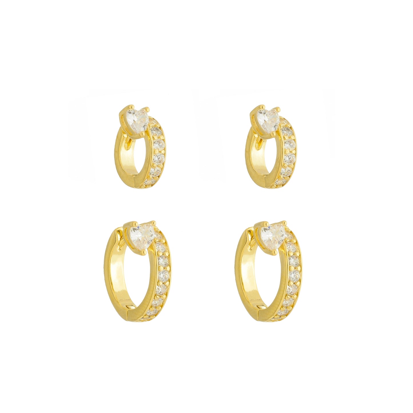 Argola Duo com Coração Zircônia Banhada à Ouro 18k - Romilda Borges - cod: AR26