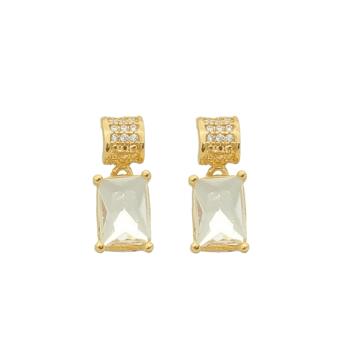 Brinco Espelho Mini Zircônias Banhado à Ouro 18k - Romilda Borges - cod: BR25