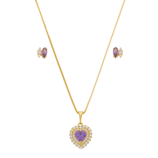 Conjunto Purple Mini Zircônias Banhado à Ouro 18k - Romilda Borges - cod: CC08