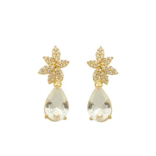 Brinco Folha Mini Zircônias Banhado à Ouro 18k - Romilda Borges - cod: BR30