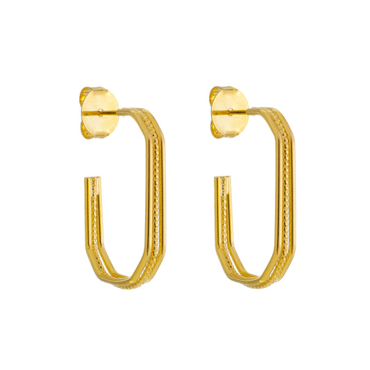 Argola Diamantada Retangular Banhada à Ouro 18k - Romilda Borges - cod: AR01