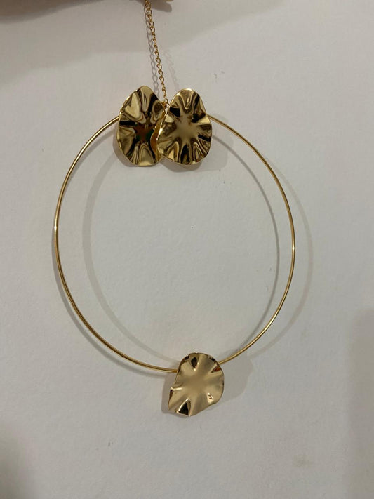 Choker/Brinco Forma Abstrata Banhado à Ouro - Romilda Borges - cod: CC20