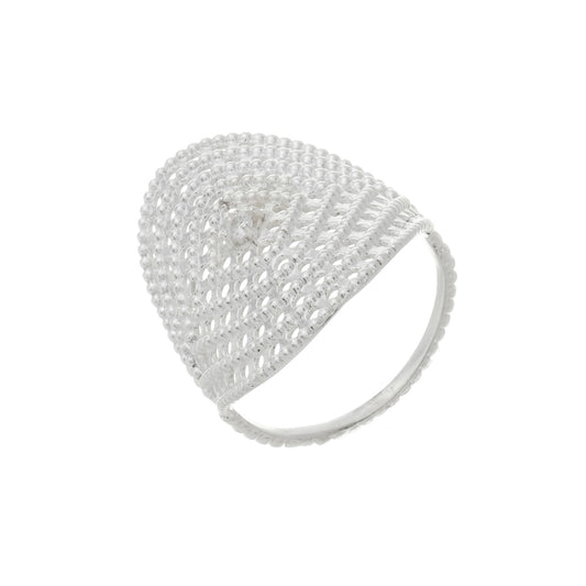 Anel Tramado Oval  Mini Zircônia Prata 950 - Romilda Borges - cod: AN03