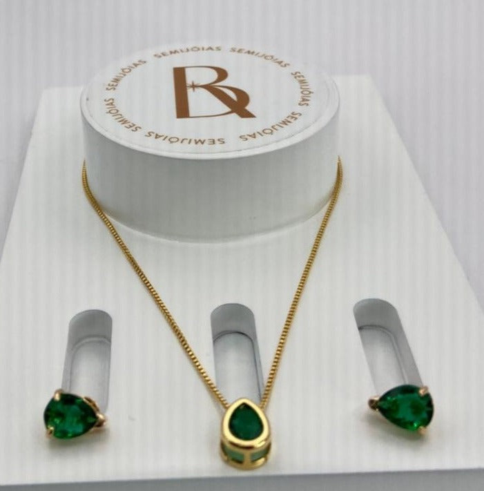 Colar de ouro Brinco esmeralda