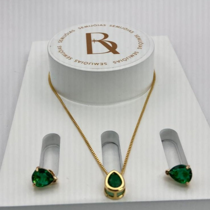 Colar de ouro Brinco esmeralda