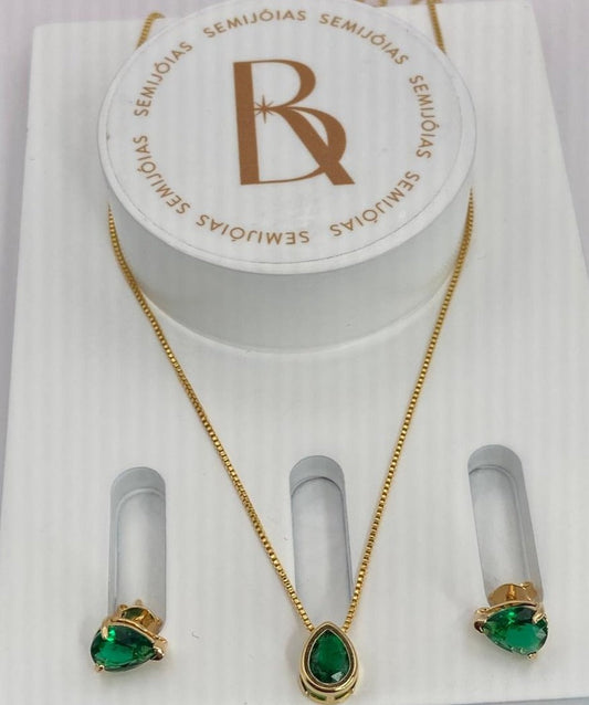 Colar de ouro Brinco esmeralda