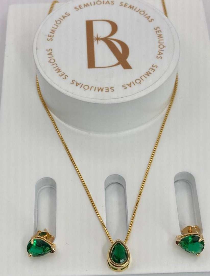 Colar de ouro Brinco esmeralda