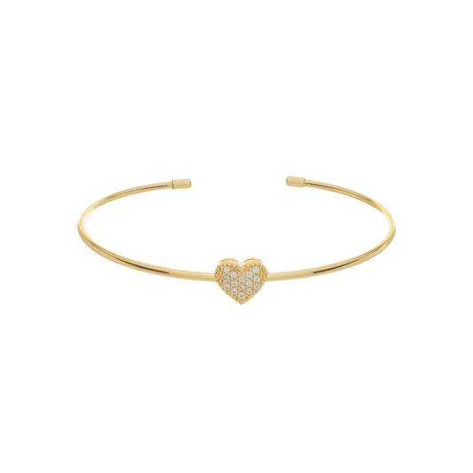 Bracelete Fino Coração Mini Zircônias Banhado à Ouro 18k - Romilda Borges - cod: BC06