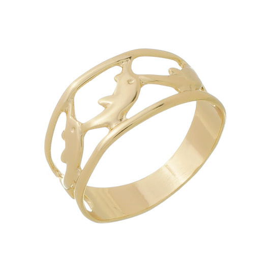Anel Golfinho Banhado à Ouro 18k, An13